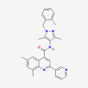 molecular formula C30H29N5O B6049699 N-[3,5-dimethyl-1-(2-methylbenzyl)-1H-pyrazol-4-yl]-6,8-dimethyl-2-(3-pyridinyl)-4-quinolinecarboxamide 