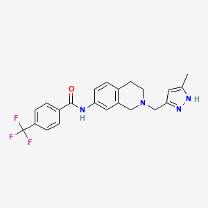 molecular formula C22H21F3N4O B6049724 N-[2-[(5-methyl-1H-pyrazol-3-yl)methyl]-3,4-dihydro-1H-isoquinolin-7-yl]-4-(trifluoromethyl)benzamide 