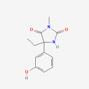 molecular formula C12H14N2O3 B604981 2,4-Imidazolidinedione, 5-ethyl-5-(3-hydroxyphenyl)-3-methyl- CAS No. 74634-57-4