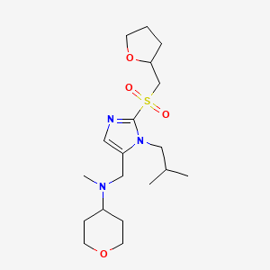 molecular formula C19H33N3O4S B6049812 N-methyl-N-[[3-(2-methylpropyl)-2-(oxolan-2-ylmethylsulfonyl)imidazol-4-yl]methyl]oxan-4-amine 