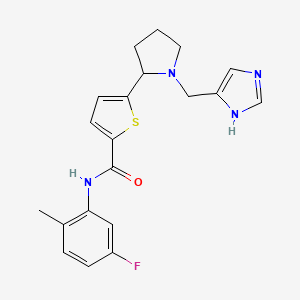 molecular formula C20H21FN4OS B6049823 N-(5-fluoro-2-methylphenyl)-5-[1-(1H-imidazol-5-ylmethyl)pyrrolidin-2-yl]thiophene-2-carboxamide 