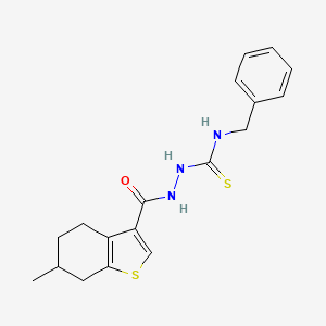 molecular formula C18H21N3OS2 B6049839 N-benzyl-2-[(6-methyl-4,5,6,7-tetrahydro-1-benzothiophen-3-yl)carbonyl]hydrazinecarbothioamide 