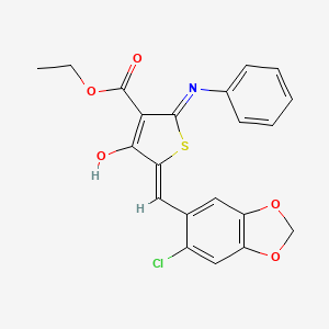 molecular formula C21H16ClNO5S B6049844 ETHYL (5Z)-5-[(6-CHLORO-2H-1,3-BENZODIOXOL-5-YL)METHYLIDENE]-4-OXO-2-(PHENYLAMINO)-4,5-DIHYDROTHIOPHENE-3-CARBOXYLATE 