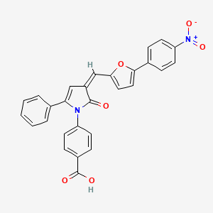 molecular formula C28H18N2O6 B604987 benzoic acid, 4-[2,3-dihydro-3-[[5-(4-nitrophenyl)-2-furanyl]methylene]-2-oxo-5-phenyl-1H-pyrrol-1-yl]- CAS No. 328998-25-0
