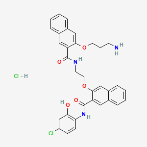 B605007 3-(3-Aminopropoxy)-N-[2-[[3-[[(4-chloro-2-hydroxyphenyl)amino]carbonyl]-2-naphthalenyl]oxy]ethyl]-2-naphthalenecarboxamideHydrochloride CAS No. 1433286-70-4