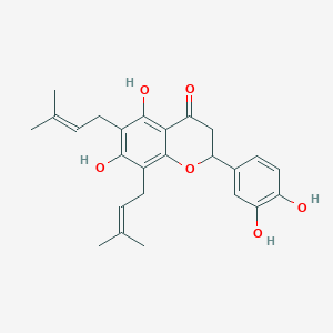 molecular formula C25H28O6 B605008 5,7,3',4'-Tetrahydroxy-6,8-di-C-prenylflavanone CAS No. 151649-32-0