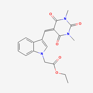 molecular formula C19H19N3O5 B6050129 ETHYL 2-{3-[(1,3-DIMETHYL-2,4,6-TRIOXO-1,3-DIAZINAN-5-YLIDENE)METHYL]-1H-INDOL-1-YL}ACETATE 
