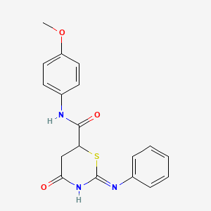 molecular formula C18H17N3O3S B6050246 N-(4-methoxyphenyl)-4-oxo-2-(phenylamino)-5,6-dihydro-4H-1,3-thiazine-6-carboxamide 