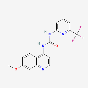 molecular formula C17H13F3N4O2 B605029 1-(7-Methoxyquinolin-4-yl)-3-[6-(trifluoromethyl)pyridin-2-yl]urea CAS No. 1384424-80-9