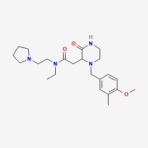 molecular formula C23H36N4O3 B6050299 N-ethyl-2-[1-[(4-methoxy-3-methylphenyl)methyl]-3-oxopiperazin-2-yl]-N-(2-pyrrolidin-1-ylethyl)acetamide 