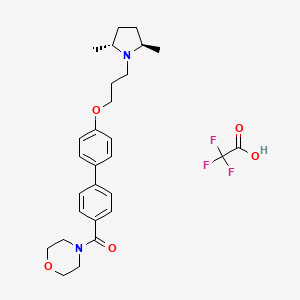 molecular formula C28H35F3N2O5 B605041 Methanone, (4'-(3-((2R,5R)-2,5-dimethyl-1-pyrrolidinyl)propoxy)(1,1'-biphenyl)-4-yl)-4-morpholinyl-, 2,2,2-trifluoroacetate (1:1) CAS No. 556835-30-4