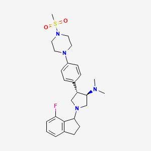 molecular formula C26H38Cl3FN4O2S B605045 (3R,4S)-1-(7-fluoro-2,3-dihydro-1H-inden-1-yl)-N,N-dimethyl-4-(4-(4-(methylsulfonyl)piperazin-1-yl)phenyl)pyrrolidin-3-amine CAS No. 2089148-72-9