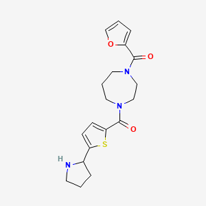 molecular formula C19H23N3O3S B6050512 Furan-2-yl-[4-(5-pyrrolidin-2-ylthiophene-2-carbonyl)-1,4-diazepan-1-yl]methanone 
