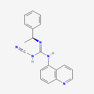 molecular formula C19H17N5 B605058 N-cyano-N''-[(1s)-1-phenylethyl]-N'-5-quinolinyl-guanidine CAS No. 1125758-85-1