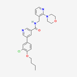 molecular formula C26H29ClN4O3 B605060 5-(4-Butoxy-3-chlorophenyl)-N-[[2-(4-morpholinyl)-3-pyridinyl]methyl]-3-pyridinecarboxamide CAS No. 1266212-81-0