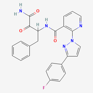 molecular formula C25H20FN5O3 B605064 N-(4-amino-3,4-dioxo-1-phenylbutan-2-yl)-2-[3-(4-fluorophenyl)pyrazol-1-yl]pyridine-3-carboxamide CAS No. 1037826-77-9