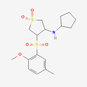 molecular formula C17H25NO5S2 B6050651 N-cyclopentyl-4-(2-methoxy-5-methylphenyl)sulfonyl-1,1-dioxothiolan-3-amine 