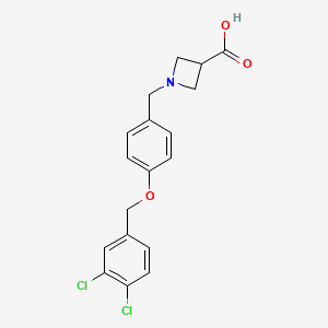 molecular formula C18H17Cl2NO3 B605066 1-({4-[(3,4-Dichlorophenyl)methoxy]phenyl}methyl)azetidine-3-carboxylic acid CAS No. 1240308-45-5