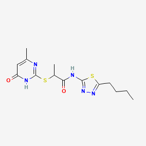 molecular formula C14H19N5O2S2 B6050841 N~1~-(5-BUTYL-1,3,4-THIADIAZOL-2-YL)-2-[(6-METHYL-4-OXO-1,4-DIHYDRO-2-PYRIMIDINYL)SULFANYL]PROPANAMIDE 