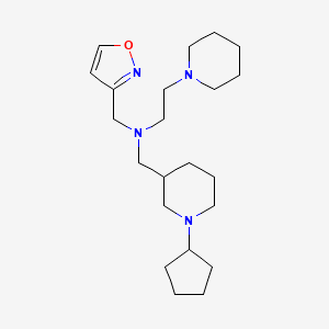 molecular formula C22H38N4O B6050992 N-[(1-cyclopentylpiperidin-3-yl)methyl]-N-(1,2-oxazol-3-ylmethyl)-2-piperidin-1-ylethanamine 