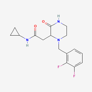 molecular formula C16H19F2N3O2 B6051004 N-cyclopropyl-2-[1-[(2,3-difluorophenyl)methyl]-3-oxopiperazin-2-yl]acetamide 