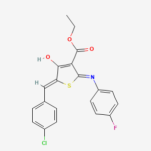 molecular formula C20H15ClFNO3S B6051100 ethyl (5Z)-5-(4-chlorobenzylidene)-2-[(4-fluorophenyl)amino]-4-oxo-4,5-dihydrothiophene-3-carboxylate 