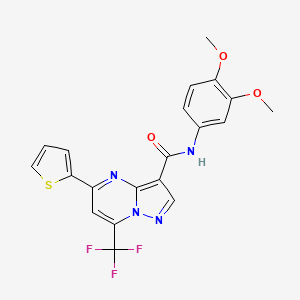 molecular formula C20H15F3N4O3S B6051114 N-(3,4-dimethoxyphenyl)-5-thiophen-2-yl-7-(trifluoromethyl)pyrazolo[1,5-a]pyrimidine-3-carboxamide 