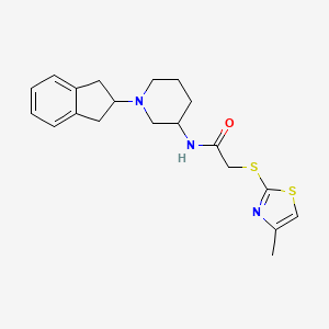 molecular formula C20H25N3OS2 B6051407 N-[1-(2,3-dihydro-1H-inden-2-yl)piperidin-3-yl]-2-[(4-methyl-1,3-thiazol-2-yl)sulfanyl]acetamide 