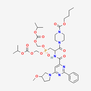 1-Piperazinecarboxylic acid, 4-[(2R)-2-[[[6-[(3S)-3-methoxy-1-pyrrolidinyl]-2-phenyl-4-pyrimidinyl]carbonyl]amino]-10-methyl-4-[[[(1-methylethoxy)carbonyl]oxy]methoxy]-4-oxido-1,8-dioxo-5,7,9-trioxa-4-phosphaundec-1-yl]-, butyl ester
