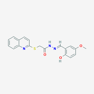 molecular formula C19H17N3O3S B6051769 N'-[(E)-(2-hydroxy-5-methoxyphenyl)methylidene]-2-(quinolin-2-ylsulfanyl)acetohydrazide 