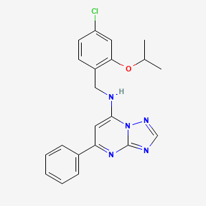 molecular formula C21H20ClN5O B605205 N-(4-chloro-2-isopropoxybenzyl)-5-phenyl-[1,2,4]triazolo[1,5-a]pyrimidin-7-amine CAS No. 1637300-25-4