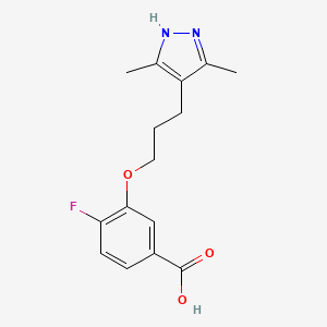 molecular formula C15H17FN2O3 B605222 3-[3-(3,5-Dimethyl-1h-Pyrazol-4-Yl)propoxy]-4-Fluorobenzoic Acid CAS No. 1446711-81-4