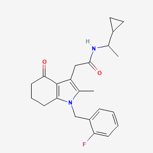 molecular formula C23H27FN2O2 B6052267 N-(1-cyclopropylethyl)-2-[1-(2-fluorobenzyl)-2-methyl-4-oxo-4,5,6,7-tetrahydro-1H-indol-3-yl]acetamide 