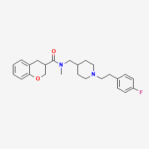 molecular formula C25H31FN2O2 B6052306 N-({1-[2-(4-fluorophenyl)ethyl]-4-piperidinyl}methyl)-N-methyl-3-chromanecarboxamide 