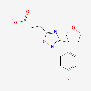 molecular formula C16H17FN2O4 B6052377 Methyl 3-[3-[3-(4-fluorophenyl)oxolan-3-yl]-1,2,4-oxadiazol-5-yl]propanoate 