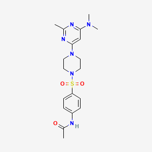 molecular formula C19H26N6O3S B6052439 N-[4-({4-[6-(dimethylamino)-2-methylpyrimidin-4-yl]piperazin-1-yl}sulfonyl)phenyl]acetamide 