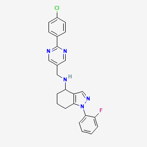 molecular formula C24H21ClFN5 B6052496 N-{[2-(4-chlorophenyl)-5-pyrimidinyl]methyl}-1-(2-fluorophenyl)-4,5,6,7-tetrahydro-1H-indazol-4-amine 
