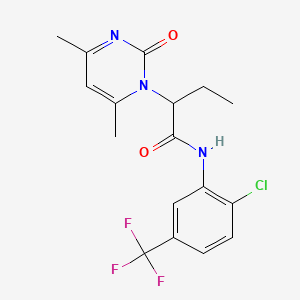 molecular formula C17H17ClF3N3O2 B6052505 N-[2-chloro-5-(trifluoromethyl)phenyl]-2-(4,6-dimethyl-2-oxopyrimidin-1-yl)butanamide 