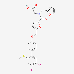 2-[[5-[[4-(4,5-Difluoro-2-methylsulfanylphenyl)phenoxy]methyl]furan-2-carbonyl]-(furan-2-ylmethyl)amino]acetic acid