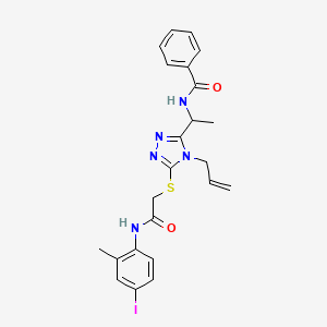 molecular formula C23H24IN5O2S B6052669 N-[1-[5-[2-(4-iodo-2-methylanilino)-2-oxoethyl]sulfanyl-4-prop-2-enyl-1,2,4-triazol-3-yl]ethyl]benzamide 