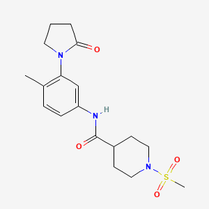 molecular formula C18H25N3O4S B6052692 N-(4-methyl-3-(2-oxopyrrolidin-1-yl)phenyl)-1-(methylsulfonyl)piperidine-4-carboxamide 