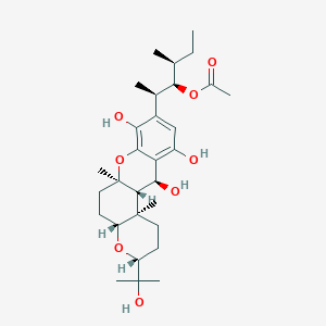 molecular formula C30H46O8 B605278 [(2R,3R,4S)-2-[(3R,4aR,6aR,12S,12aS,12bR)-8,11,12-trihydroxy-3-(2-hydroxypropan-2-yl)-6a,12b-dimethyl-1,2,3,4a,5,6,12,12a-octahydropyrano[3,2-a]xanthen-9-yl]-4-methylhexan-3-yl] acetate CAS No. 41059-86-3