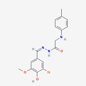 molecular formula C17H18BrN3O3 B6053005 N-[(Z)-(3-bromo-4-hydroxy-5-methoxyphenyl)methylideneamino]-2-(4-methylanilino)acetamide 