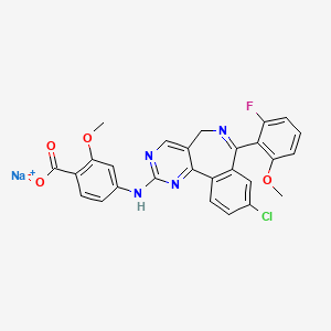 molecular formula C27H20ClFN4NaO4 B605310 Alisertib sodium anhydrous CAS No. 1028486-06-7