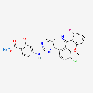 molecular formula C27H19ClFN4NaO4 B605310 Alisertib sodium anhydrous CAS No. 1028486-06-7
