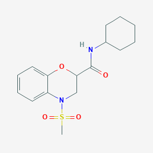 molecular formula C16H22N2O4S B6053108 N-CYCLOHEXYL-4-METHANESULFONYL-3,4-DIHYDRO-2H-1,4-BENZOXAZINE-2-CARBOXAMIDE 