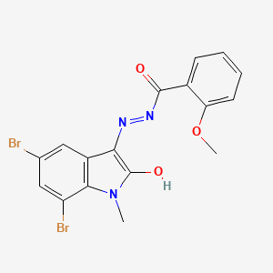 molecular formula C17H13Br2N3O3 B6053222 N-(5,7-dibromo-2-hydroxy-1-methylindol-3-yl)imino-2-methoxybenzamide 