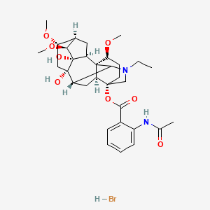 molecular formula C32H45BrN2O8 B605323 [(1R,2S,3S,4S,5R,6S,8S,9S,10R,13S,16S,17S)-11-ethyl-3,8-dihydroxy-4,6,16-trimethoxy-11-azahexacyclo[7.7.2.12,5.01,10.03,8.013,17]nonadecan-13-yl] 2-acetamidobenzoate;hydrobromide CAS No. 97792-45-5