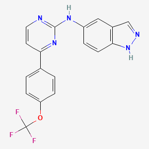 molecular formula C18H12F3N5O B605324 (1H-Indazol-5-yl)-[4-(4-trifluoromethoxyphenyl)pyrimidin-2-yl]amine CAS No. 1357350-60-7