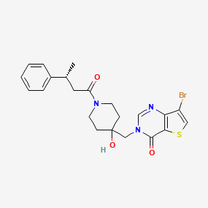 molecular formula C22H24BrN3O3S B605326 (R)-7-Bromo-3-((4-hydroxy-1-(3-phenylbutanoyl)piperidin-4-yl)methyl)thieno[3,2-d]pyrimidin-4(3H)-one CAS No. 2196246-28-1